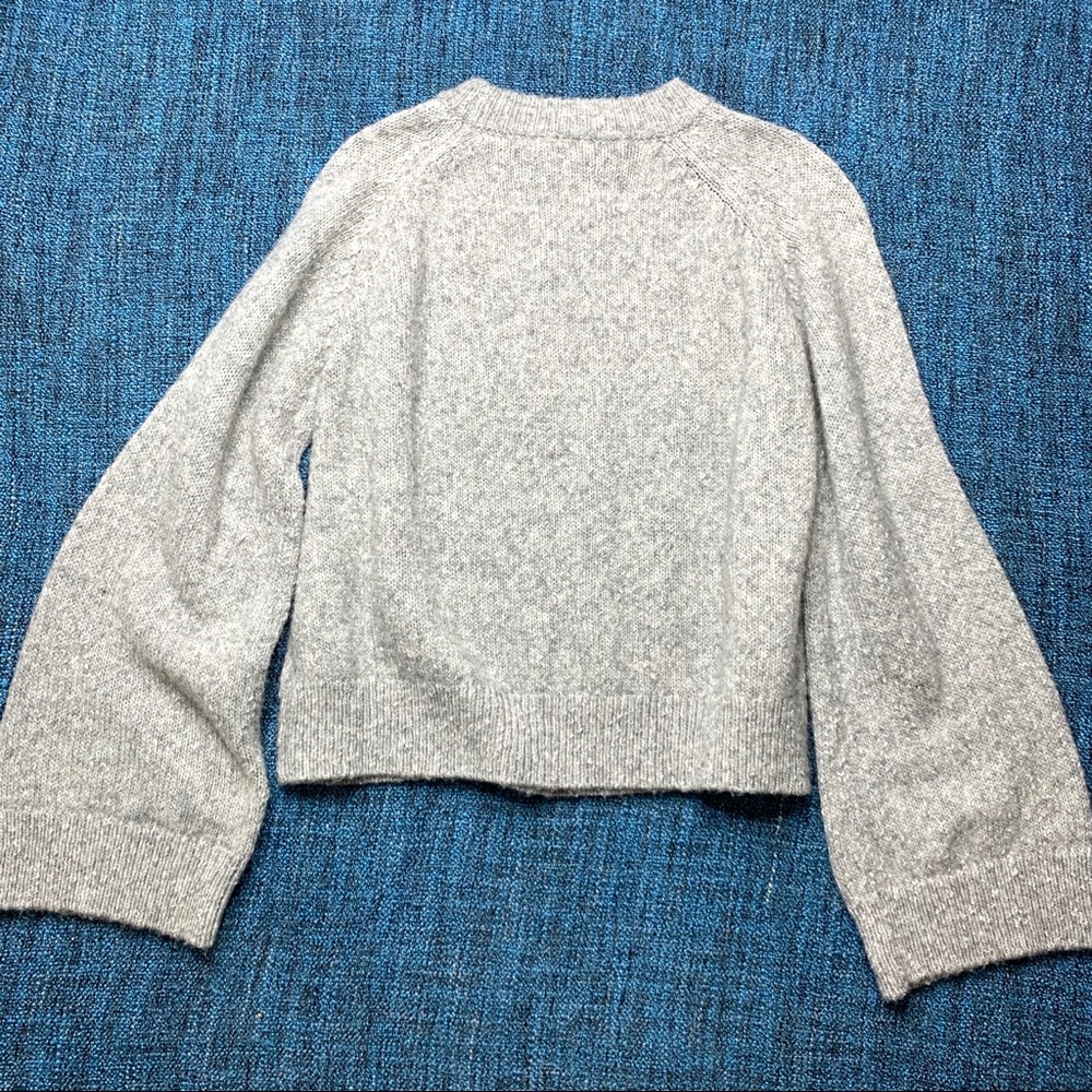 AG Adriano Goldshmied Noelle Sweater in Shimmer Gray Bell Sleeve Chunky Knit - Picture 6 of 8